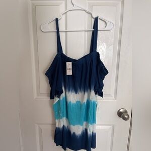 Lane Bryant Navy and Aqua Tank Top